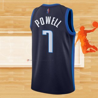 Camiseta Dallas Mavericks Dwight Powell NO 7 Earned 2020-21 Azul