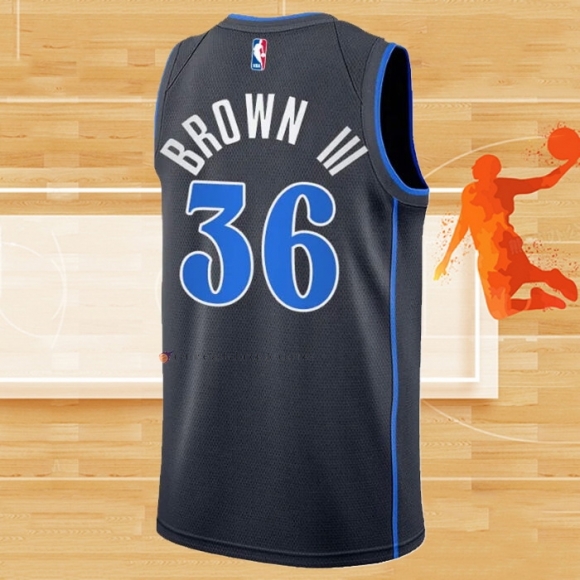 Camiseta Dallas Mavericks Greg Brown III NO 36 Ciudad 2023-24 Azul