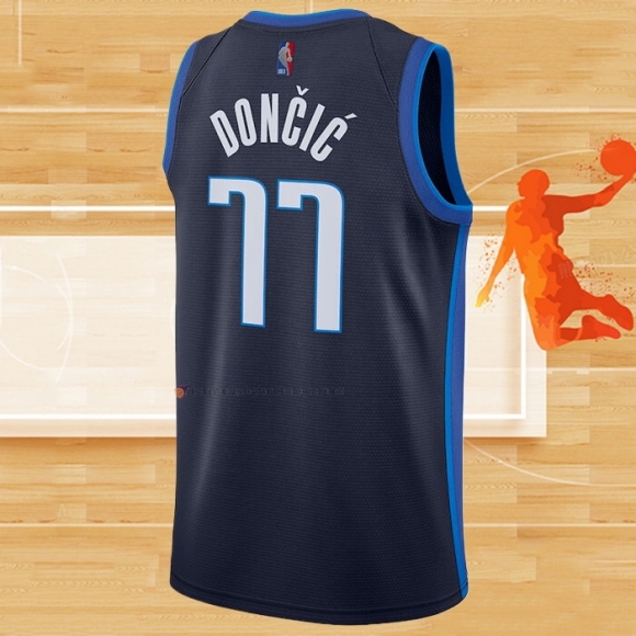 Camiseta Dallas Mavericks Luka Doncic NO 77 Earned 2020-21 Azul