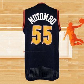 Camiseta Denver Nuggets Dikembe Mutombo NO 55 Retro Negro2