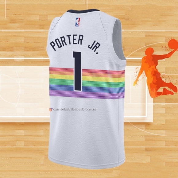 Camiseta Denver Nuggets Michael Porter NO 1 Ciudad Blanco