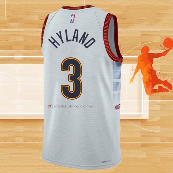 Camiseta Denver Nuggets Nahshon Hyland NO 3 Ciudad 2022-23 Blanco