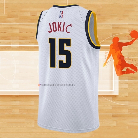 Camiseta Denver Nuggets Nikola Jokic NO 15 Association 2018-19 Blanco