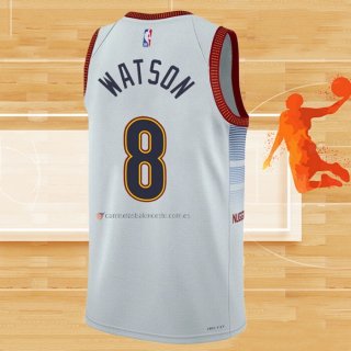 Camiseta Denver Nuggets Peyton Watson NO 8 Ciudad 2022-23 Blanco