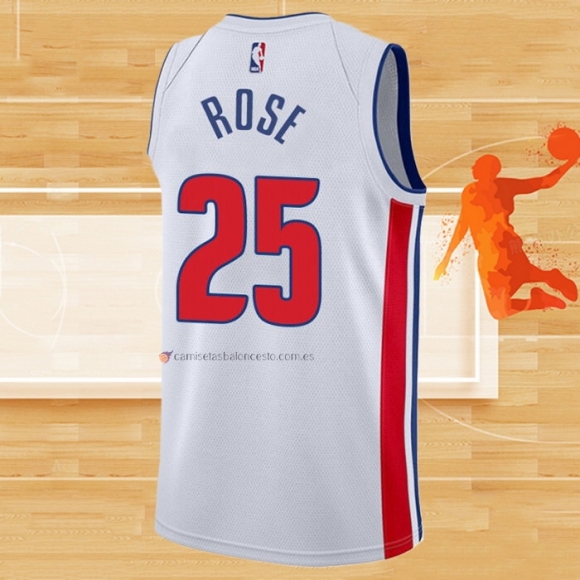 Camiseta Detroit Pistons Derrick Rose NO 25 Association 2018-19 Blanco