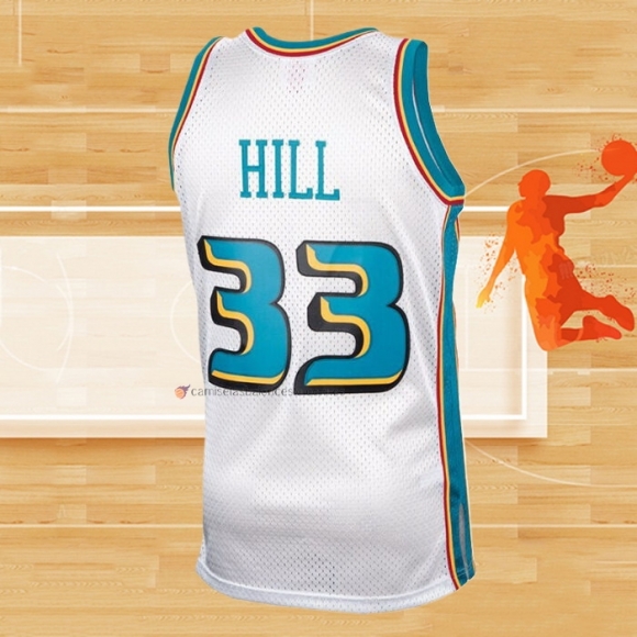 Camiseta Detroit Pistons Grant Hill NO 33 Mitchell & Ness 1998-99 Blanco