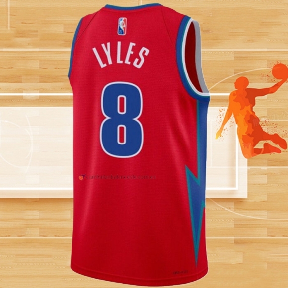 Camiseta Detroit Pistons Trey Lyles NO 8 Ciudad 2021-22 Rojo