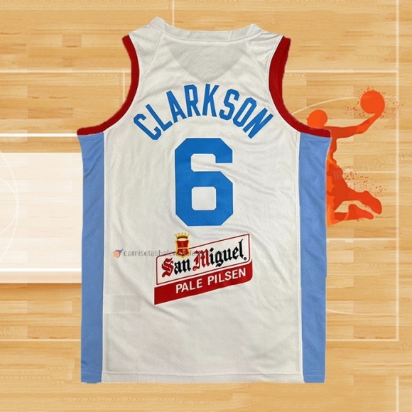 Camiseta Filipino Jordan Clarkson NO 6 Juegos Olimpicos 2024 Blanco