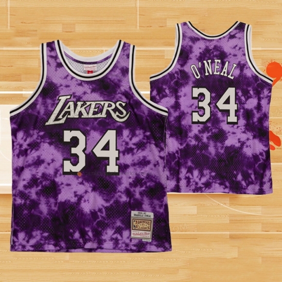 Camiseta Los Angeles Laker Shaquille O'neal NO 34 Galaxy Violeta