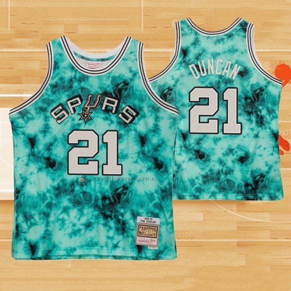 Camiseta San Antonio Spurs Tim Duncan NO 21 Galaxy Verde