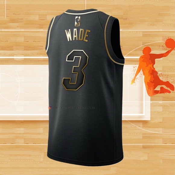 Camiseta Golden Edition Miami Heat Dwyane Wade NO 3 Negro