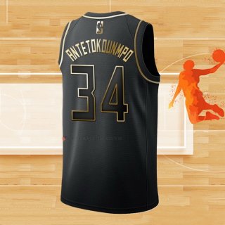 Camiseta Golden Edition Milwaukee Bucks Giannis Antetokounmpo NO 34 Negro