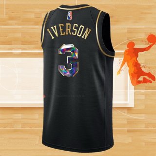 Camiseta Golden Edition Philadelphia 76ers Allen Iverson NO 3 2021-22 Negro