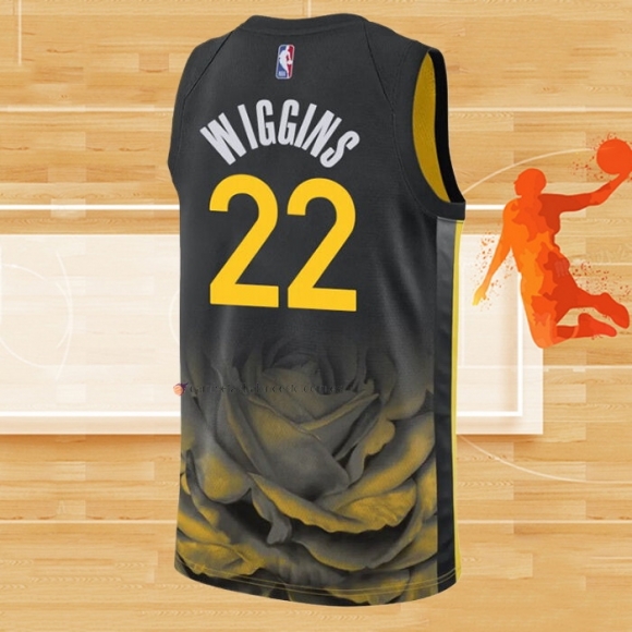 Camiseta Golden State Warriors Andrew Wiggins NO 22 Ciudad 2022-23 Negro