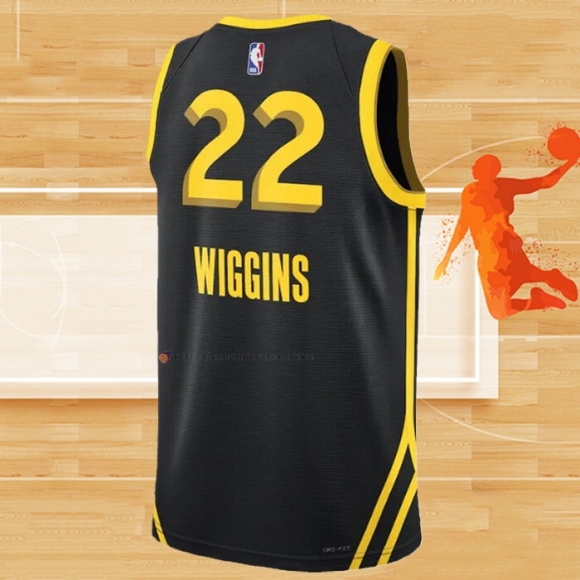 Camiseta Golden State Warriors Andrew Wiggins NO 22 Ciudad 2023-24 Negro