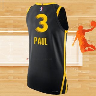 Camiseta Golden State Warriors Chris Paul NO 3 Ciudad Autentico 2023-24 Negro