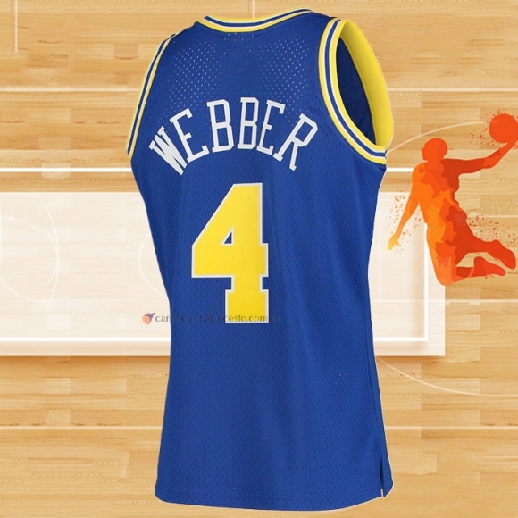 Camiseta Golden State Warriors Chris Webber NO 4 Mitchell & Ness 1993-94 Azul