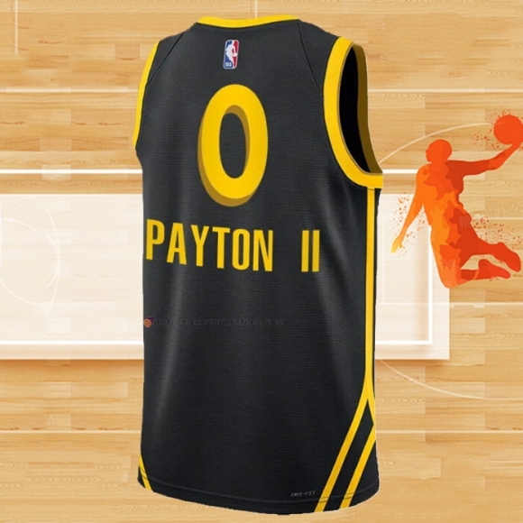 Camiseta Golden State Warriors Gary Payton II NO 0 Ciudad 2023-24 Negro