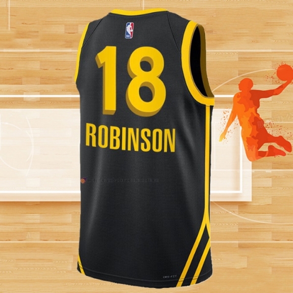 Camiseta Golden State Warriors Jerome Robinson NO 18 Ciudad 2023-24 Negro