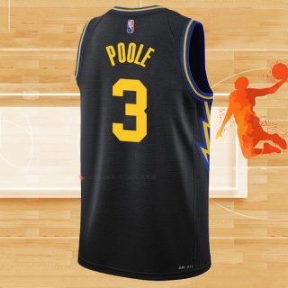 Camiseta Golden State Warriors Jordan Poole NO 3 Ciudad 2021-22 Negro