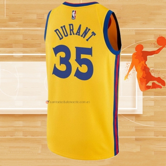 Camiseta Golden State Warriors Kevin Durant NO 35 Ciudad Amarillo