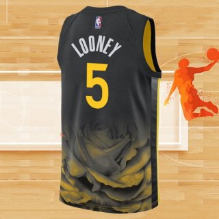 Camiseta Golden State Warriors Kevon Looney NO 5 Ciudad 2022-23 Negro