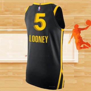 Camiseta Golden State Warriors Kevon Looney NO 5 Ciudad Autentico 2023-24 Negro