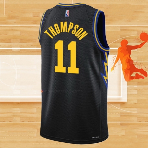 Camiseta Golden State Warriors Klay Thompson NO 11 Ciudad 2021-22 Negro