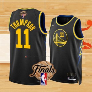 Camiseta Golden State Warriors Klay Thompson NO 11 Ciudad 2022 NBA Finals Negro