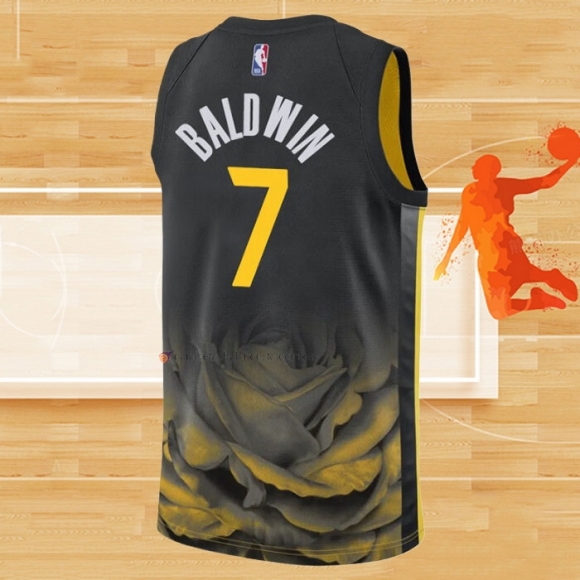 Camiseta Golden State Warriors Patrick Baldwin NO 7 Ciudad 2022-23 Negro