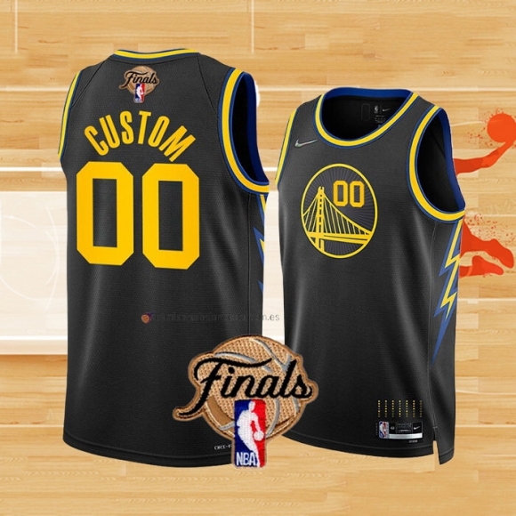 Camiseta Golden State Warriors Personalizada Ciudad 2022 NBA Finals Negro