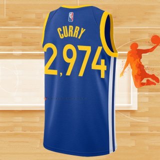 Camiseta Golden State Warriors Stephen Curry 2974th 3 Points Azul