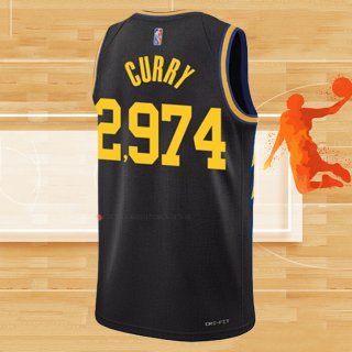 Camiseta Golden State Warriors Stephen Curry 2974th 3 Points Negro