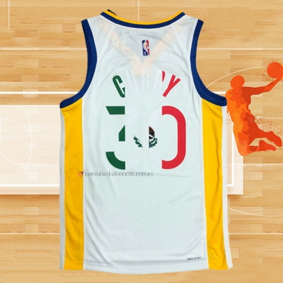 Camiseta Golden State Warriors Stephen Curry NO 30 2022 Slam Dunk Special Mexico Edition Blanco