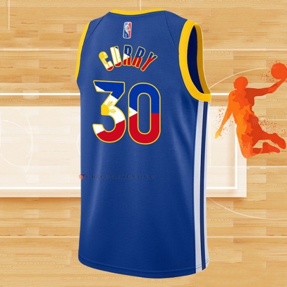 Camiseta Golden State Warriors Stephen Curry NO 30 Filipino Azul