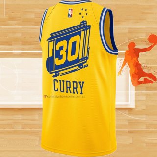 Camiseta Golden State Warriors Stephen Curry NO 30 Mitchell & Ness 2019-20 Amarillo