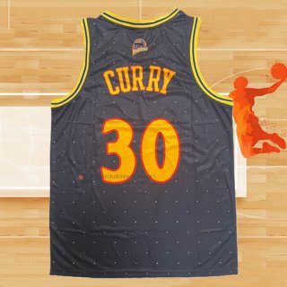 Camiseta Golden State Warriors Stephen Curry NO 30 Mitchell & Ness MVP Negro