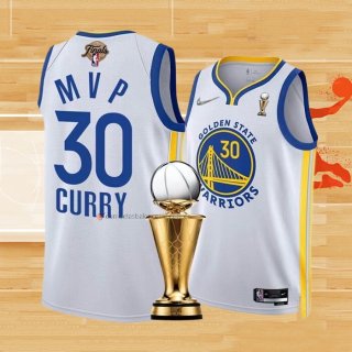 Camiseta Golden State Warriors Stephen Curry NO 30 MVP 2022 NBA Finals Blanco