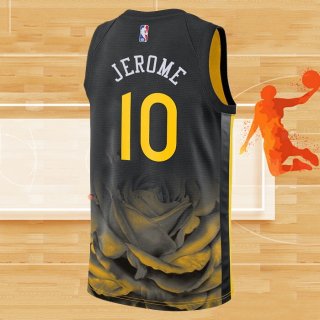 Camiseta Golden State Warriors Ty Jerome NO 10 Ciudad 2022-23 Negro