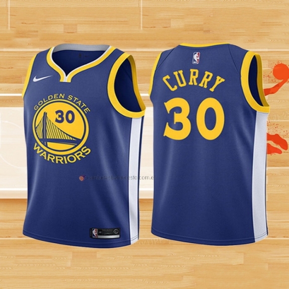 Camiseta Nino Golden State Warriors Stephen Curry NO 30 2017-18 Azul