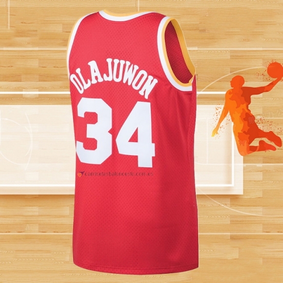 Camiseta Houston Rockets Hakeem Olajuwon NO 34 Mitchell & Ness 1993-94 Rojo