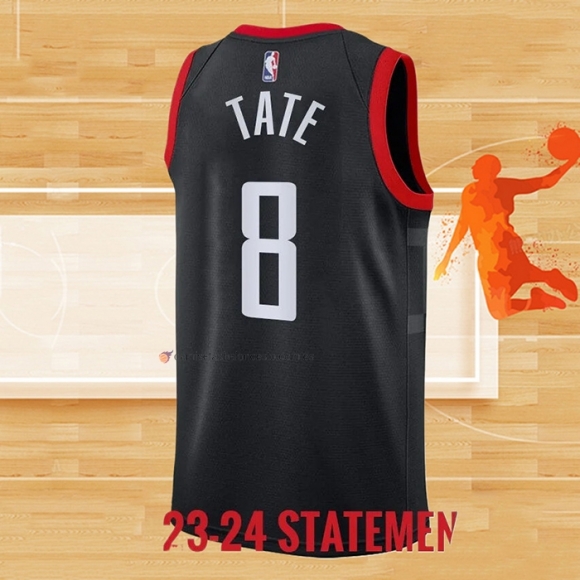 Camiseta Houston Rockets Jae'sean Tate NO 8 Statement 2023-24 Negro