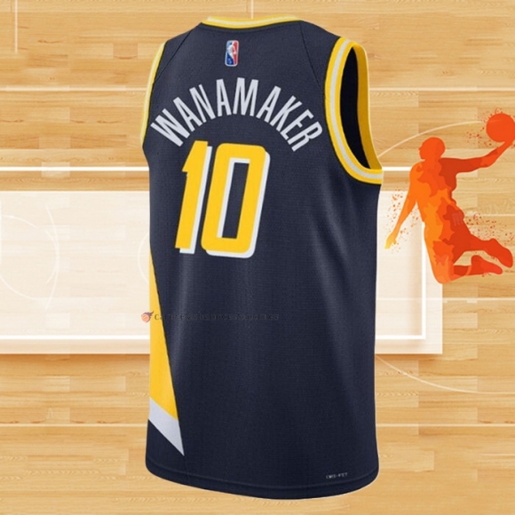 Camiseta Indiana Pacers Brad Wanamaker NO 10 Ciudad 2021-22 Azul