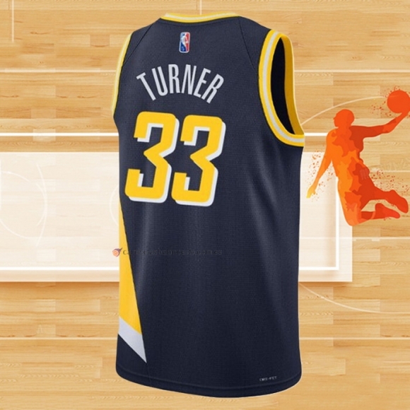 Camiseta Indiana Pacers Myles Turner NO 33 Ciudad 2021-22 Azul