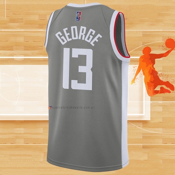 Camiseta Los Angeles Clippers Paul George NO 13 Earned 2020-21 Gris