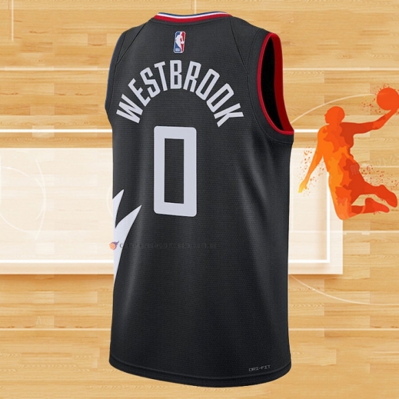 Camiseta Los Angeles Clippers Russell Westbrook NO 0 Statement Negro