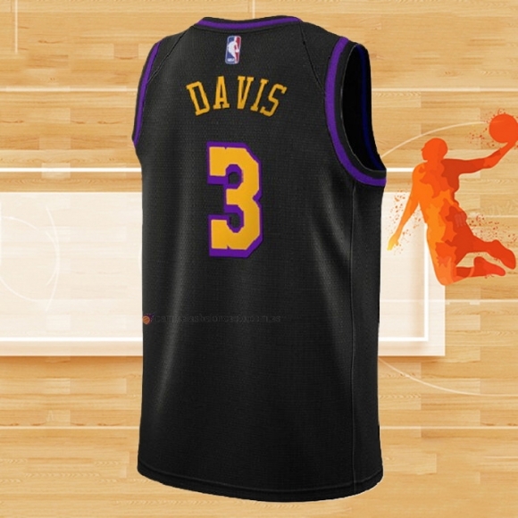 Camiseta Los Angeles Lakers Anthony Davis NO 3 Ciudad 2019-20 Negro