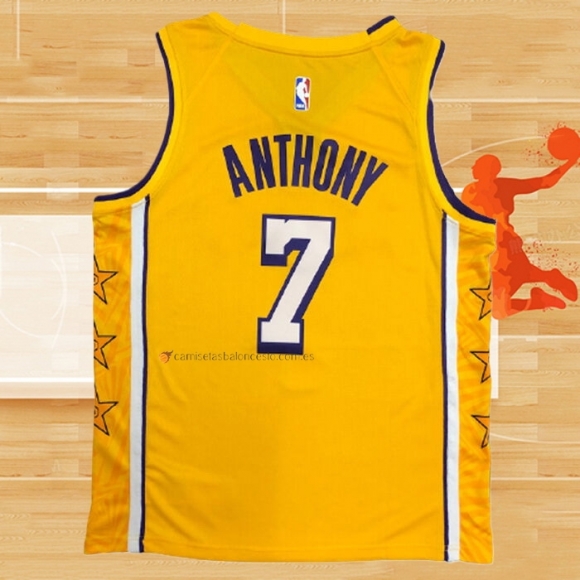 Camiseta Los Angeles Lakers Carmelo Anthony NO 7 Ciudad 2019-20 Amarillo