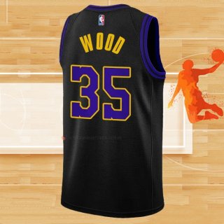 Camiseta Los Angeles Lakers Christian Wood NO 35 Ciudad 2023-24 Negro