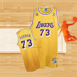 Camiseta Los Angeles Lakers Dennis Rodman NO 73 Retro Amarillo